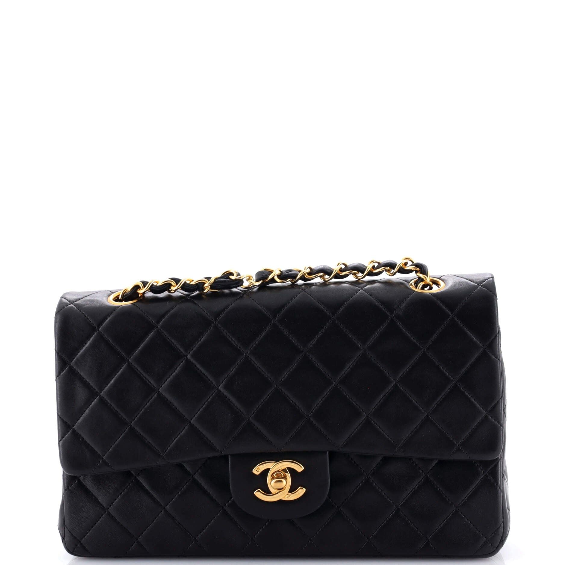 Chanel Vintage Classic Double Flap Bag Quilted Lambskin Medium