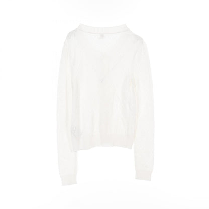 Hermes H Lift Serie Button Cardigan White Rayon Cotton 2e 2710da