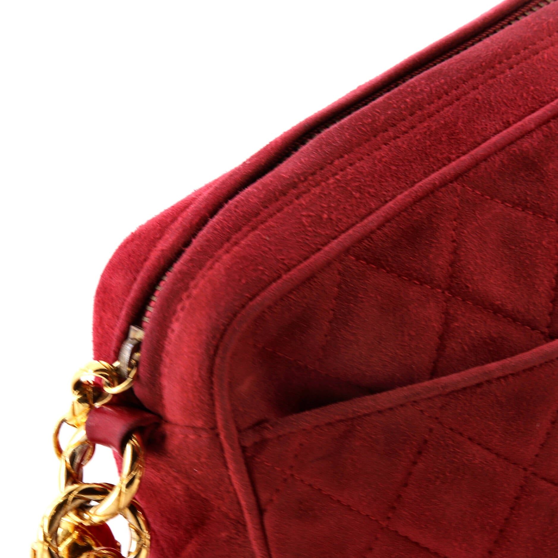 Chanel Vintage Front Pocket Camera Bag Quilted Suede Medium
