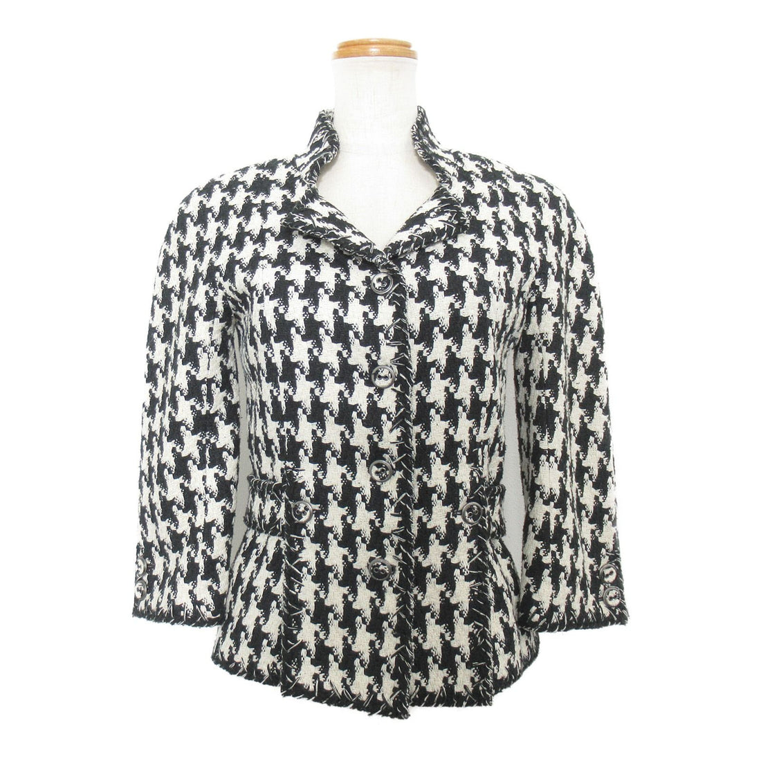Chanel Tweed Tailored Houndstooth Short Jacket 