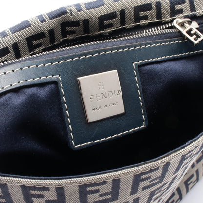 Fendi Zucchino Handbag Navy Gray Canvas 16464