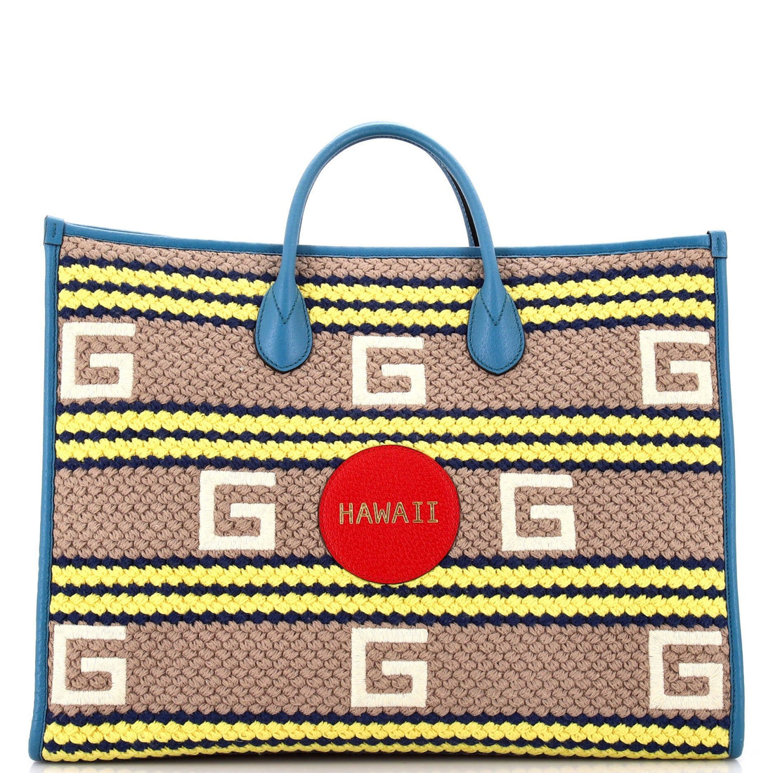 Gucci Getaways Convertible Open Tote Embroidered Woven Fabric Large