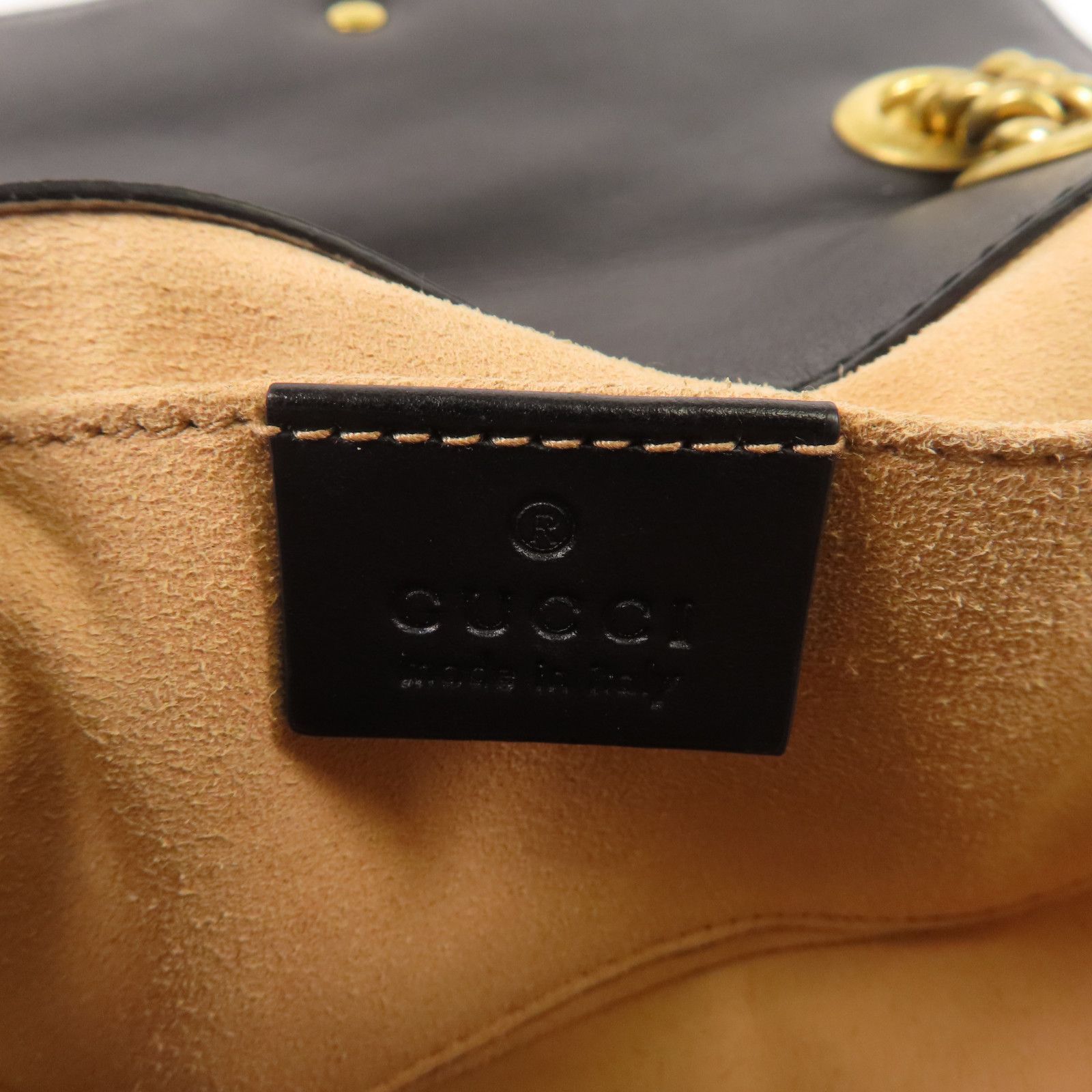 Gucci Cowhide Leather Gg Marmont Mini Golden Cross Shoulder Bag Black Calfskin (cowhide) 446744