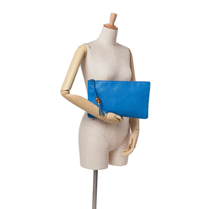 Gucci Calfskin Bamboo Tassel Clutch Blue