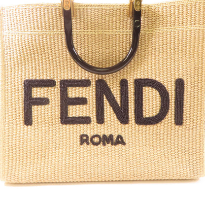 Fendi Woven Straw Sunshine Medium Tote Hand-sewn Shoulder Bag Light Brown 2way Shoulder Bag Beige Other Woven St