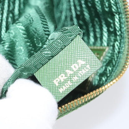 Prada Pouch Nylon Green Gold Auth