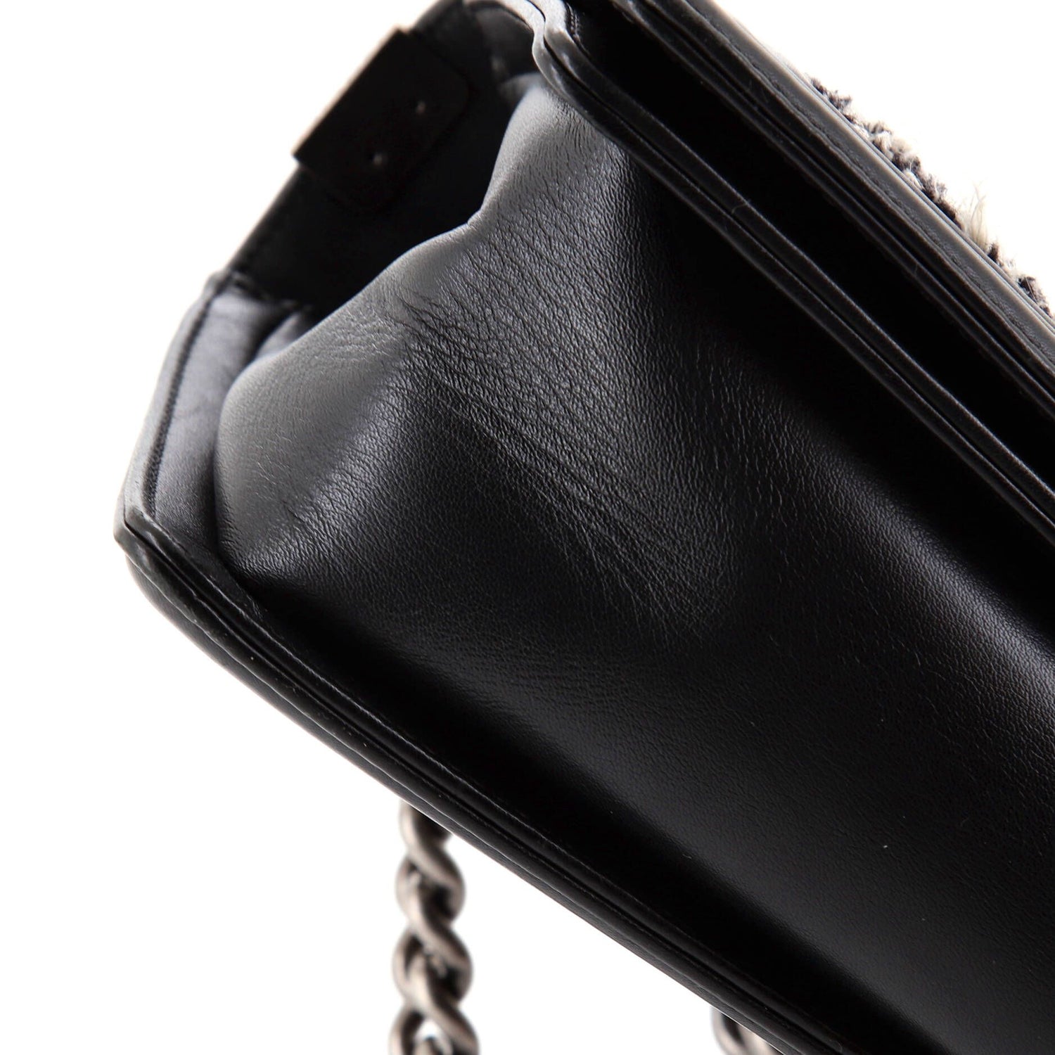 Chanel Boy Flap Bag Braided Tweed Old Medium