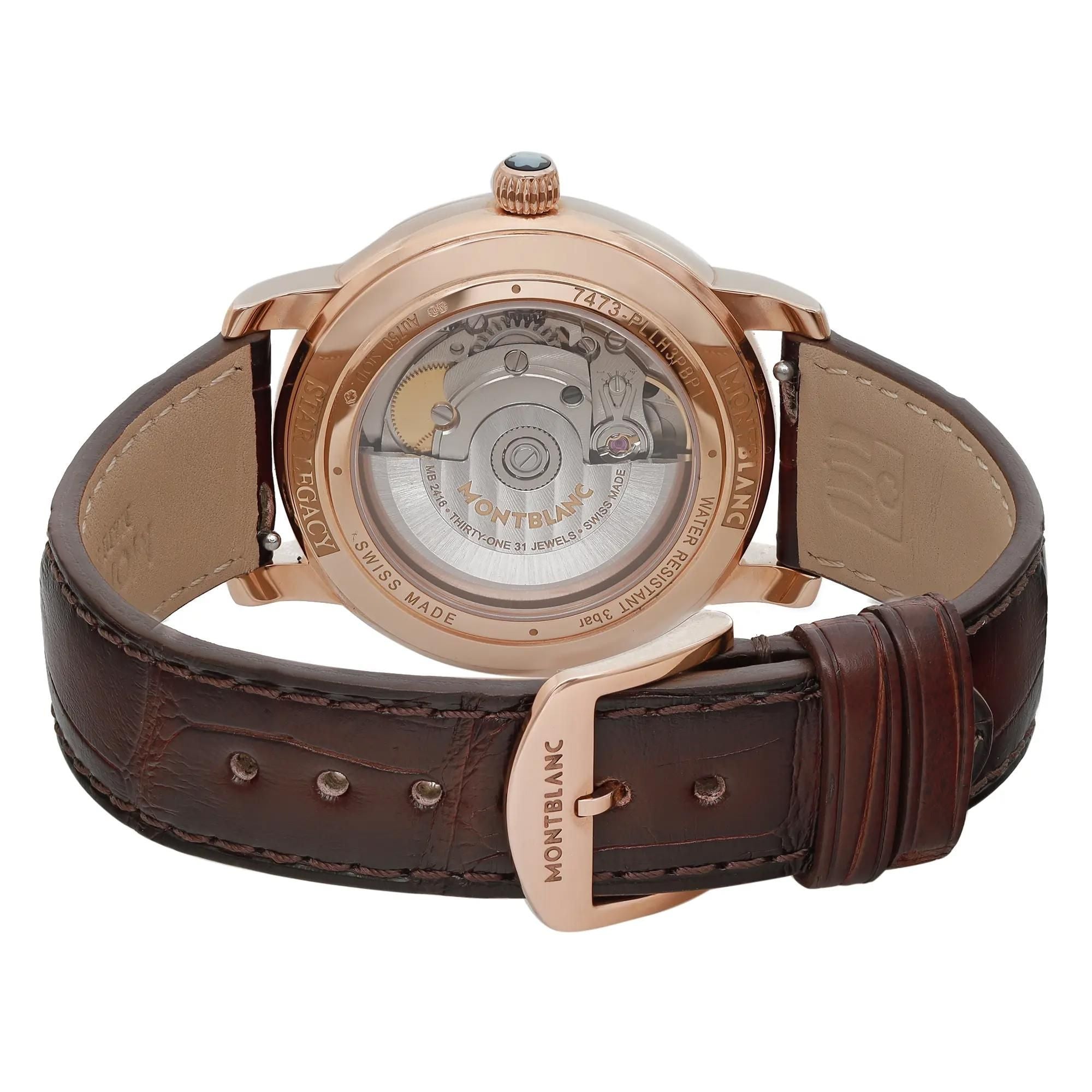 Montblanc Star Legacy 36mm 18K Rose Gold Brown Diamond Dial Watch MB118519