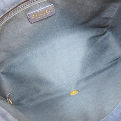 Chanel Coco Shoulder Handbag Blue Chevron Quilted Denim