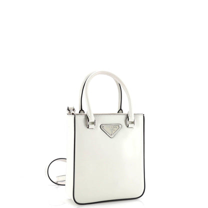 Prada Convertible Open Tote Brushed Leather Mini