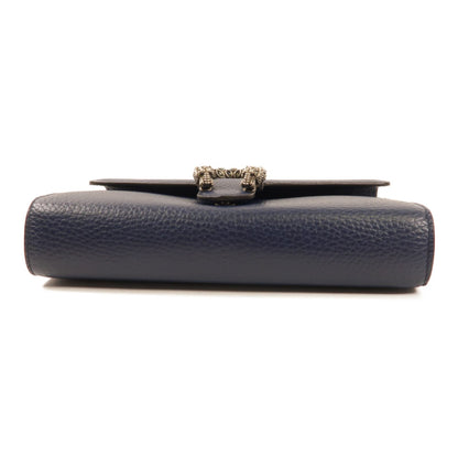 Gucci Dionysus Cowhide Leather Shoulder Bag Black Blue Calfskin (cowhide) 401231