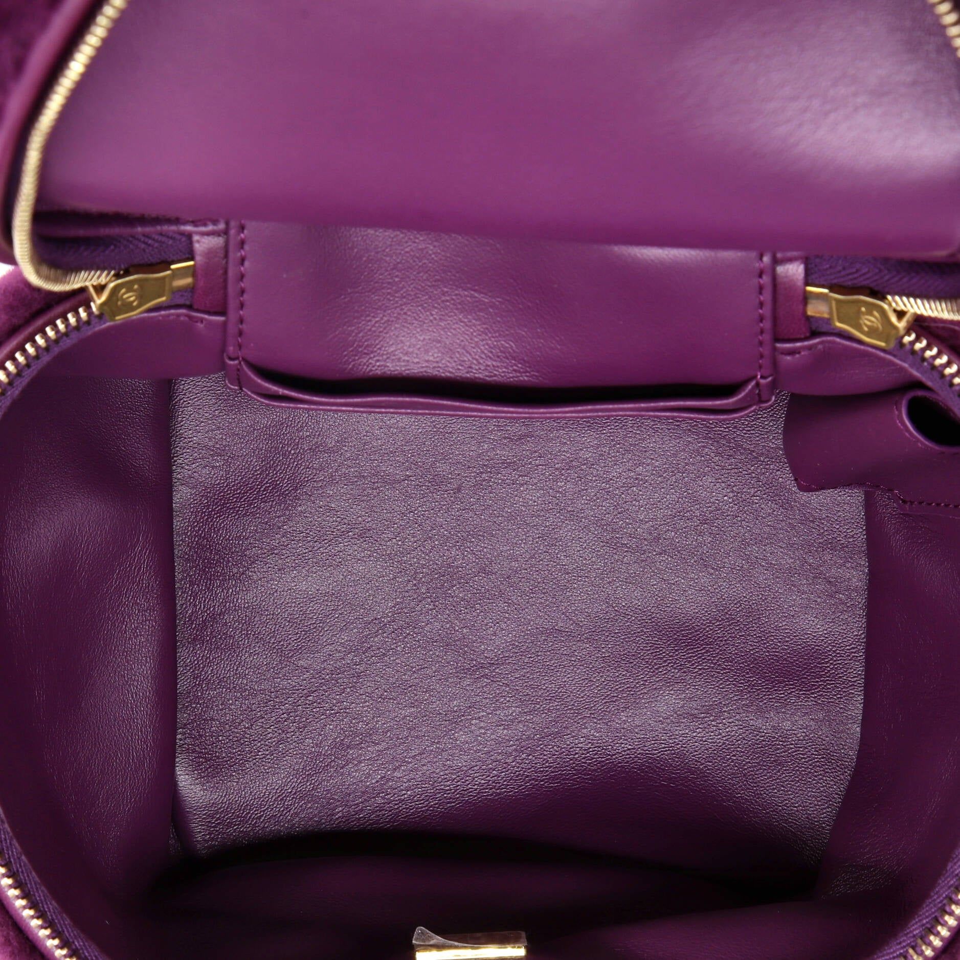 Chanel Coconing Top Handle Vanity Case With Chain Quilted Shearling Small