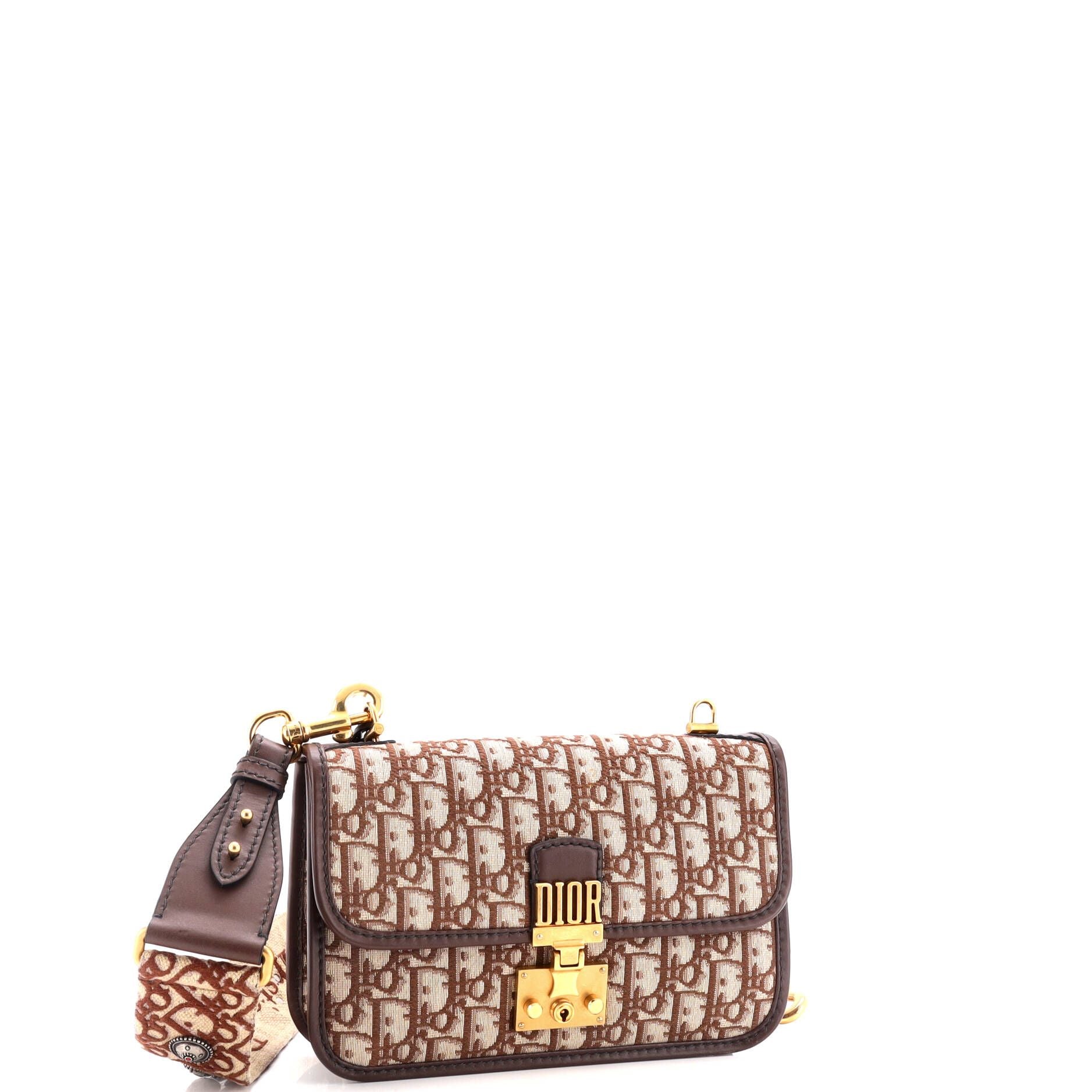 Christian Dior Dioraddict Flap Bag With Strap Oblique Canvas Medium