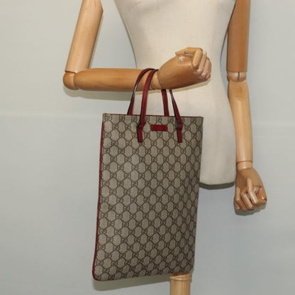 Gucci Gg Supreme Hand Bag Pvc Beige Silver 117551 Auth