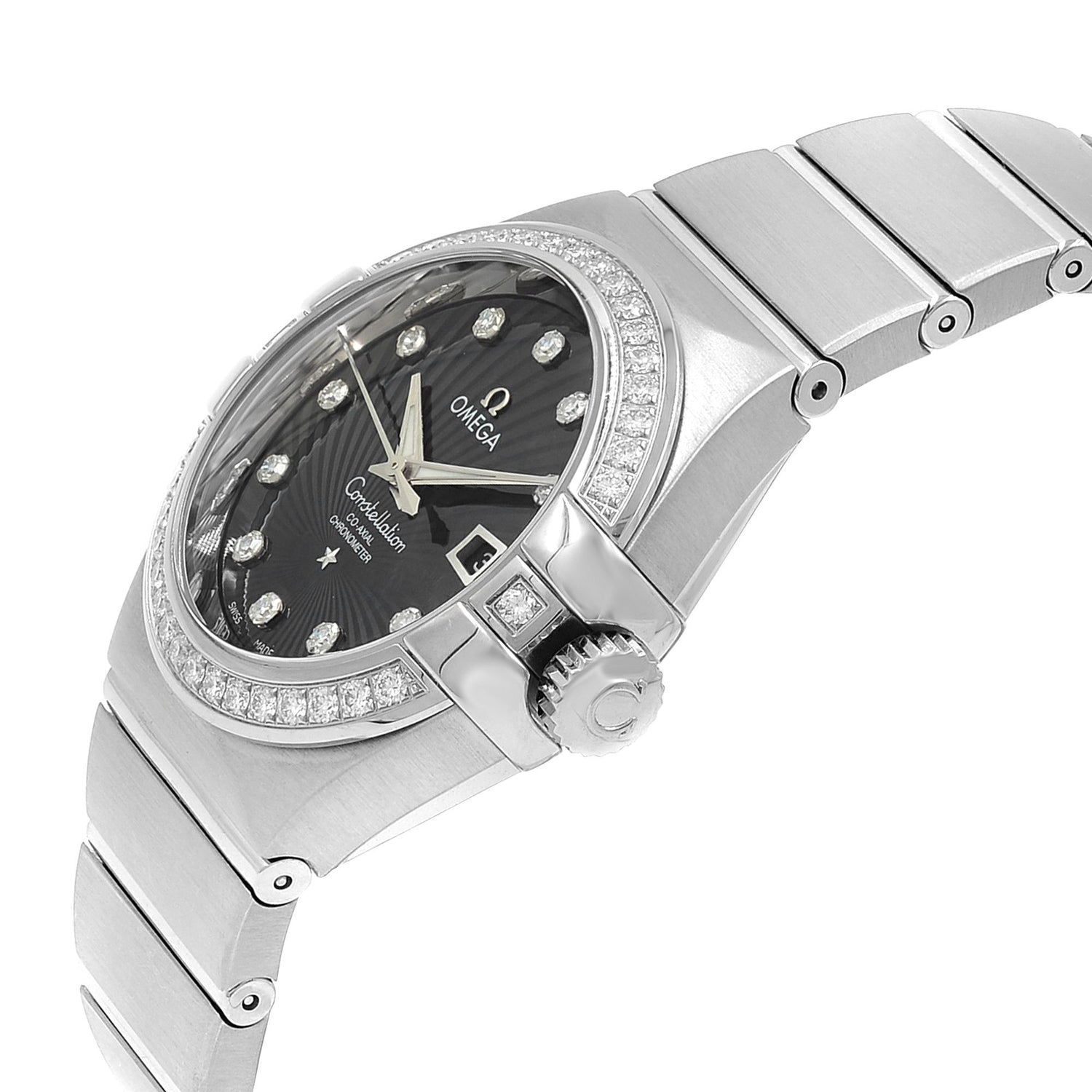 Omega Constellation 18K White Gold Black Dial Ladies Watch 123.55.31.20.51.001