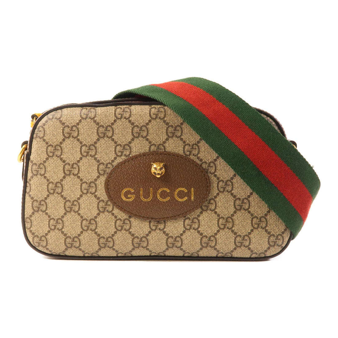 Gucci Painted Canvas Gg Supreme Messenger Gold Shoulder Bag Brown Beige/brown Pvc Coated Canvas 476466
