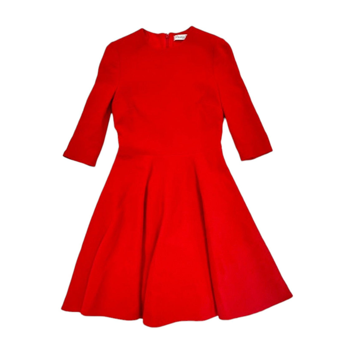 Dior One Piece Dress Silk Wool Red 34