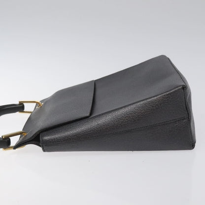 Gucci Bamboo Hand Bag Leather Black Gold 001 3444 1887 Auth
