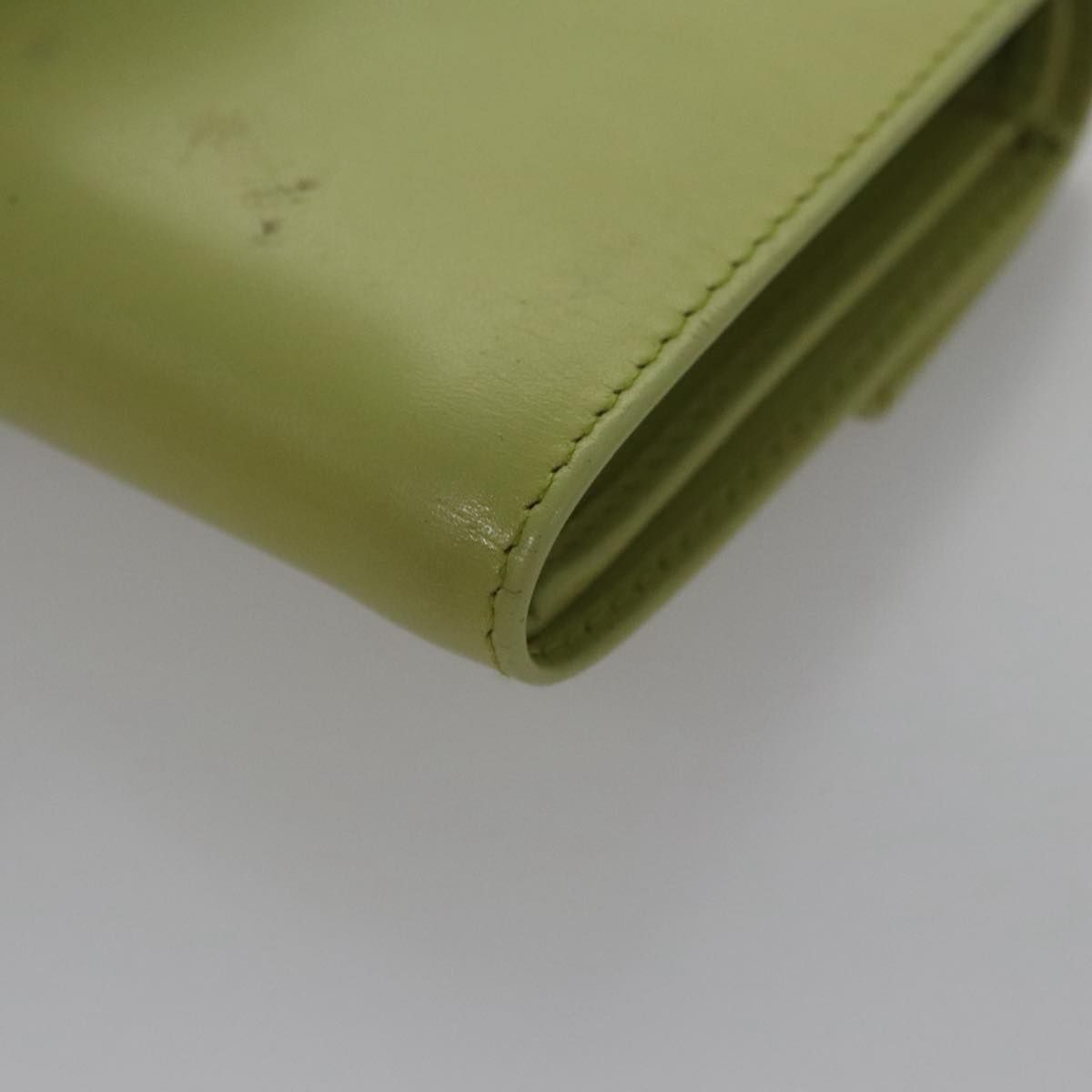 Prada Wallet Leather Green Gold Auth