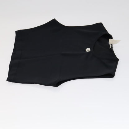 Chanel Tank Top Silk Black Cc Auth
