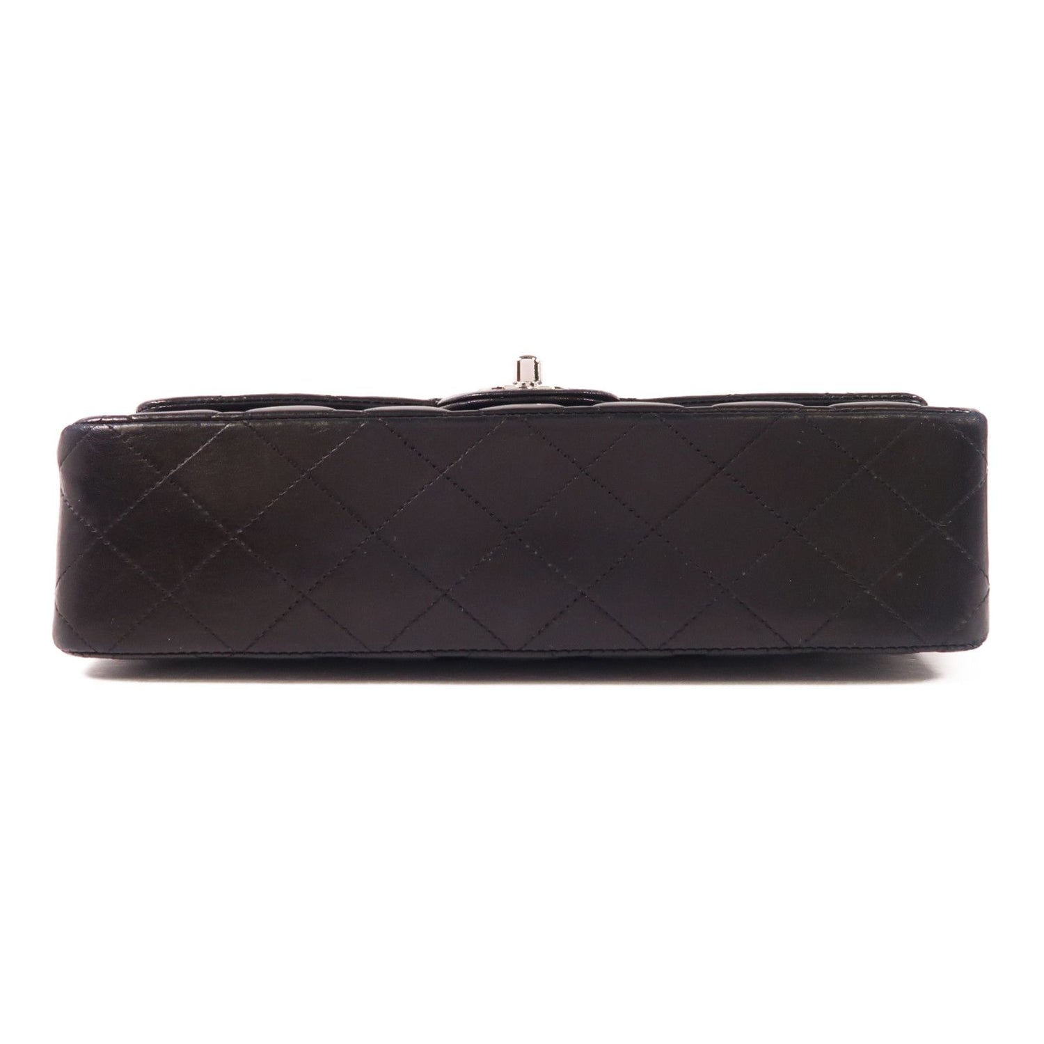 Chanel Black Sheepskin Leather Classic 25 Silver Crosshair Shoulder Bag Lambskin (sheep Leather) A
