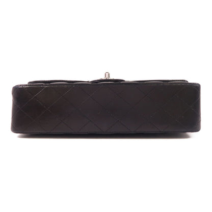 Chanel Black Sheepskin Leather Classic 25 Silver Crosshair Shoulder Bag Lambskin (sheep Leather) A