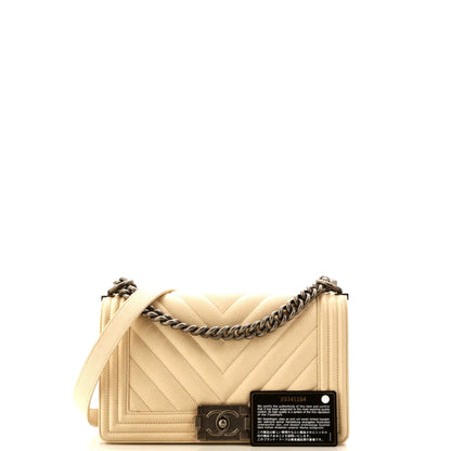 Chanel Boy Flap Bag Quilted Caviar Old Medium