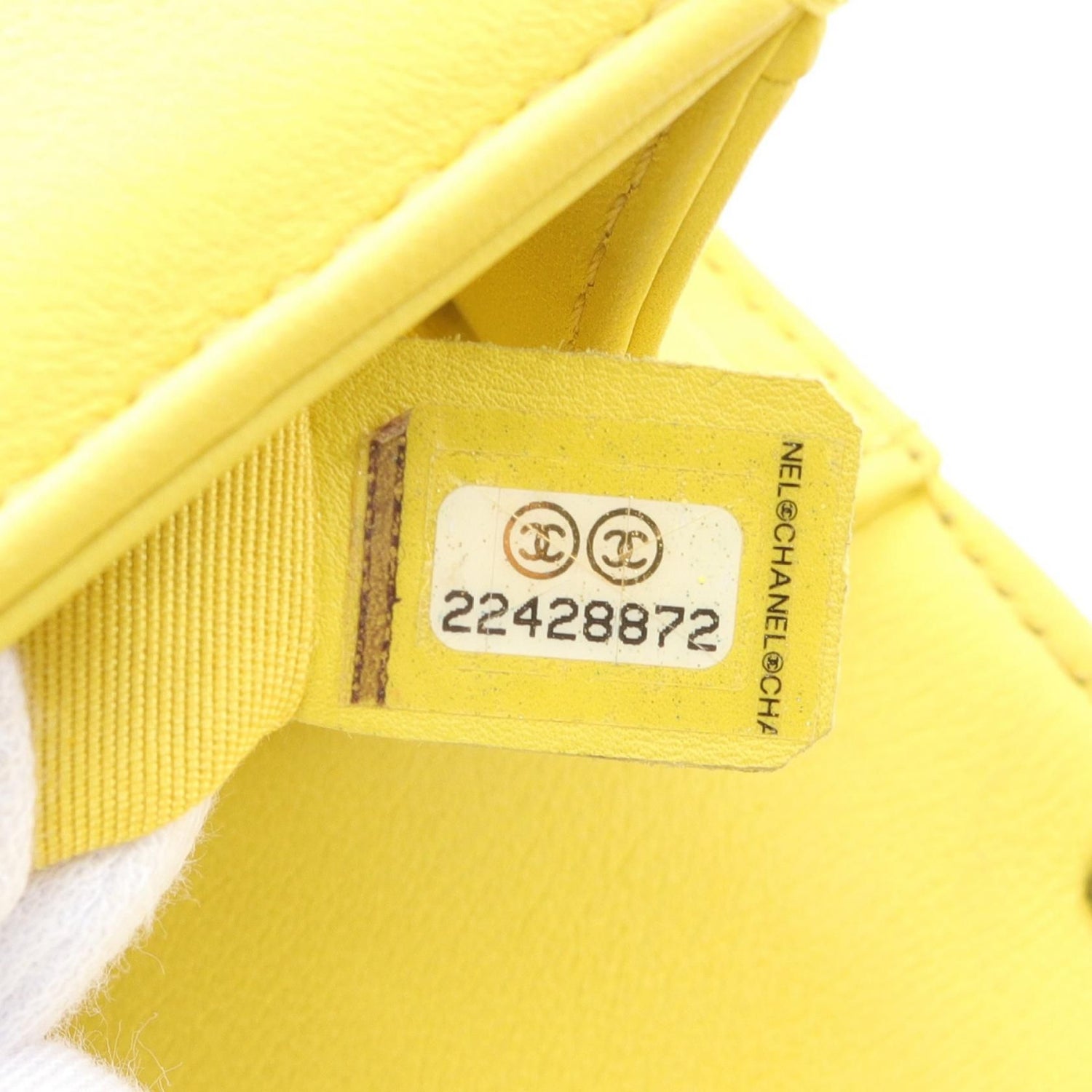 Chanel Yellow Boy Small Chevron V Stitch Shoulder Bag Lambskin (sheep Leather) A 67085