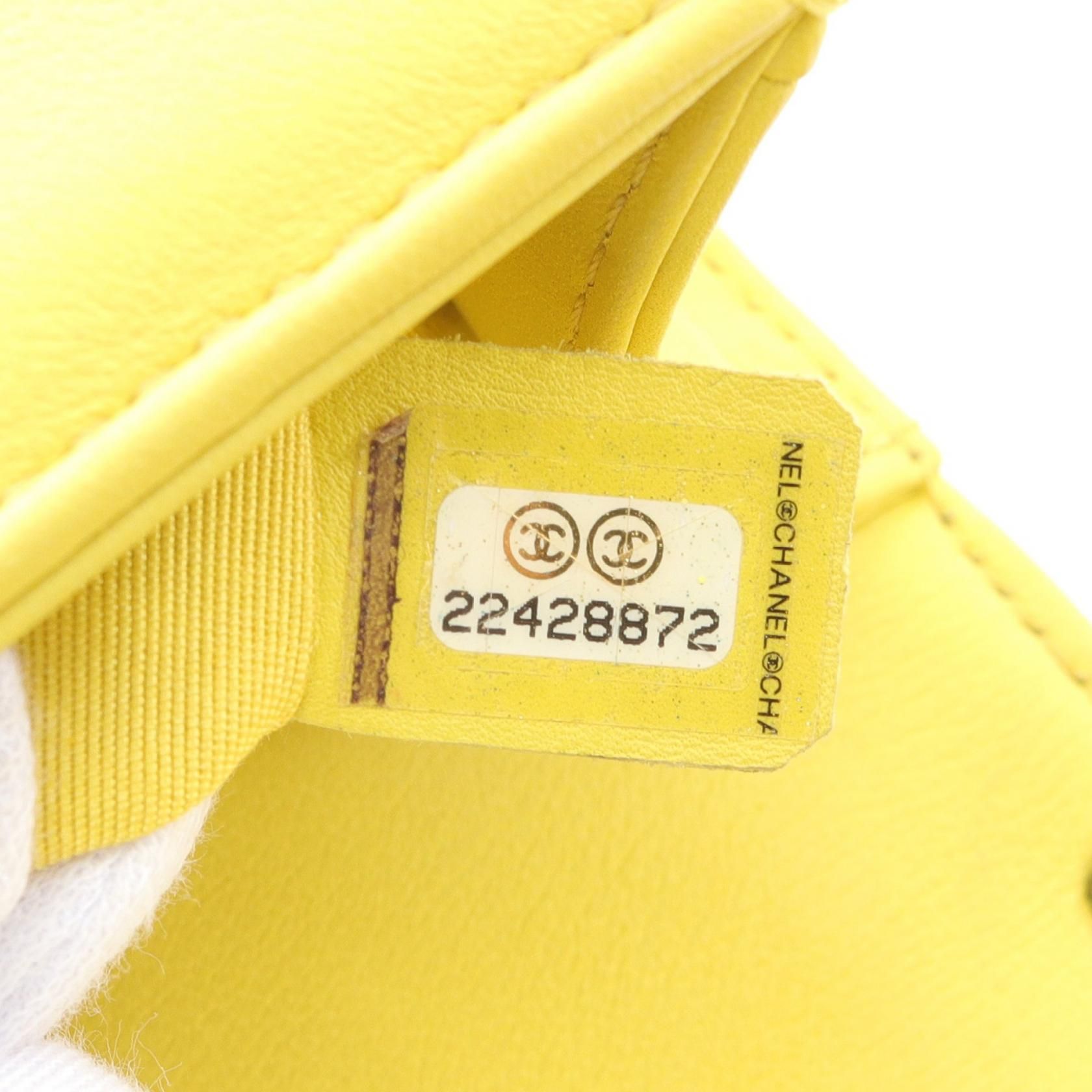 Chanel Yellow Boy Small Chevron V Stitch Shoulder Bag Lambskin (sheep Leather) A 67085