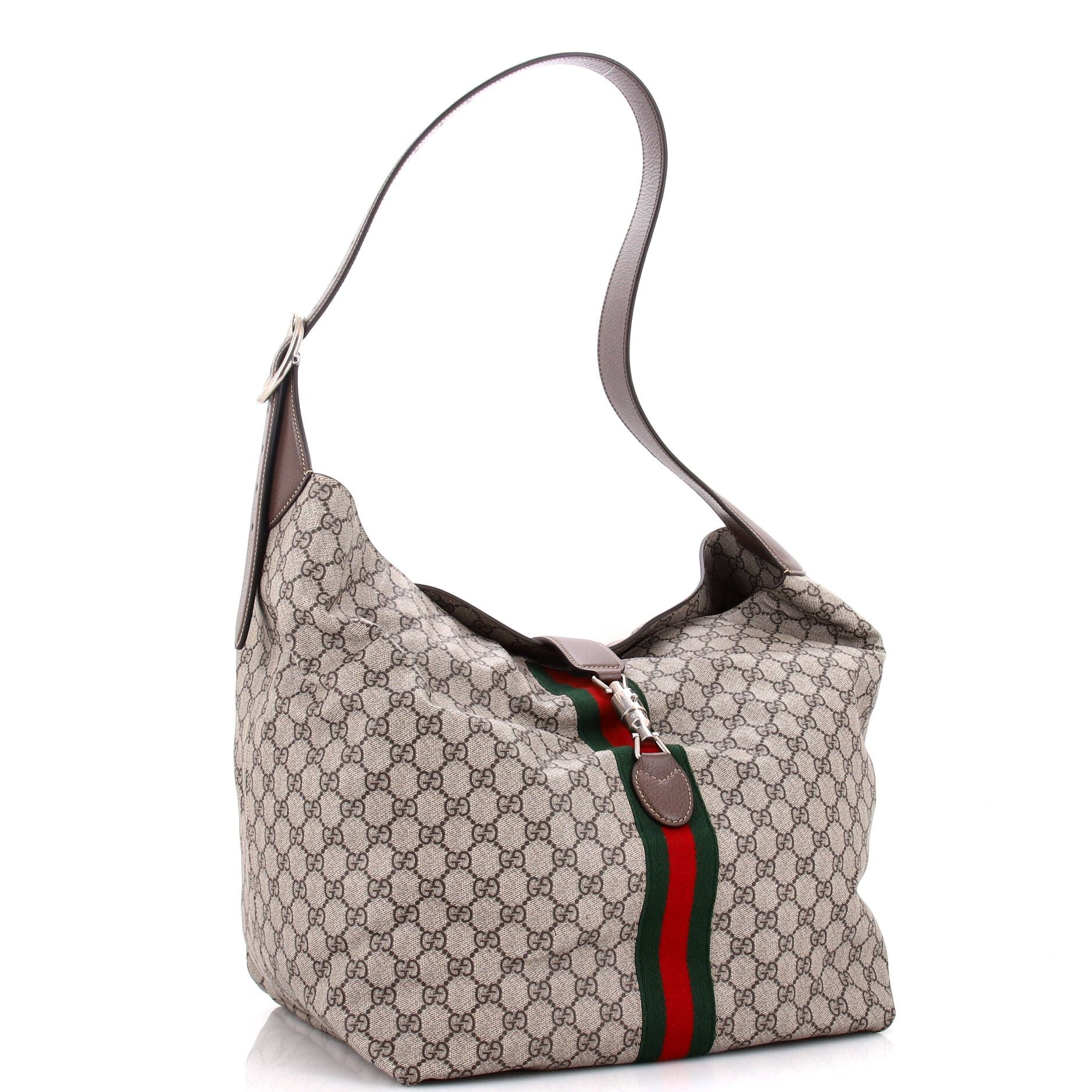 Gucci Jackie 1961 Soft Shoulder Bag Gg Coated Canvas Medium