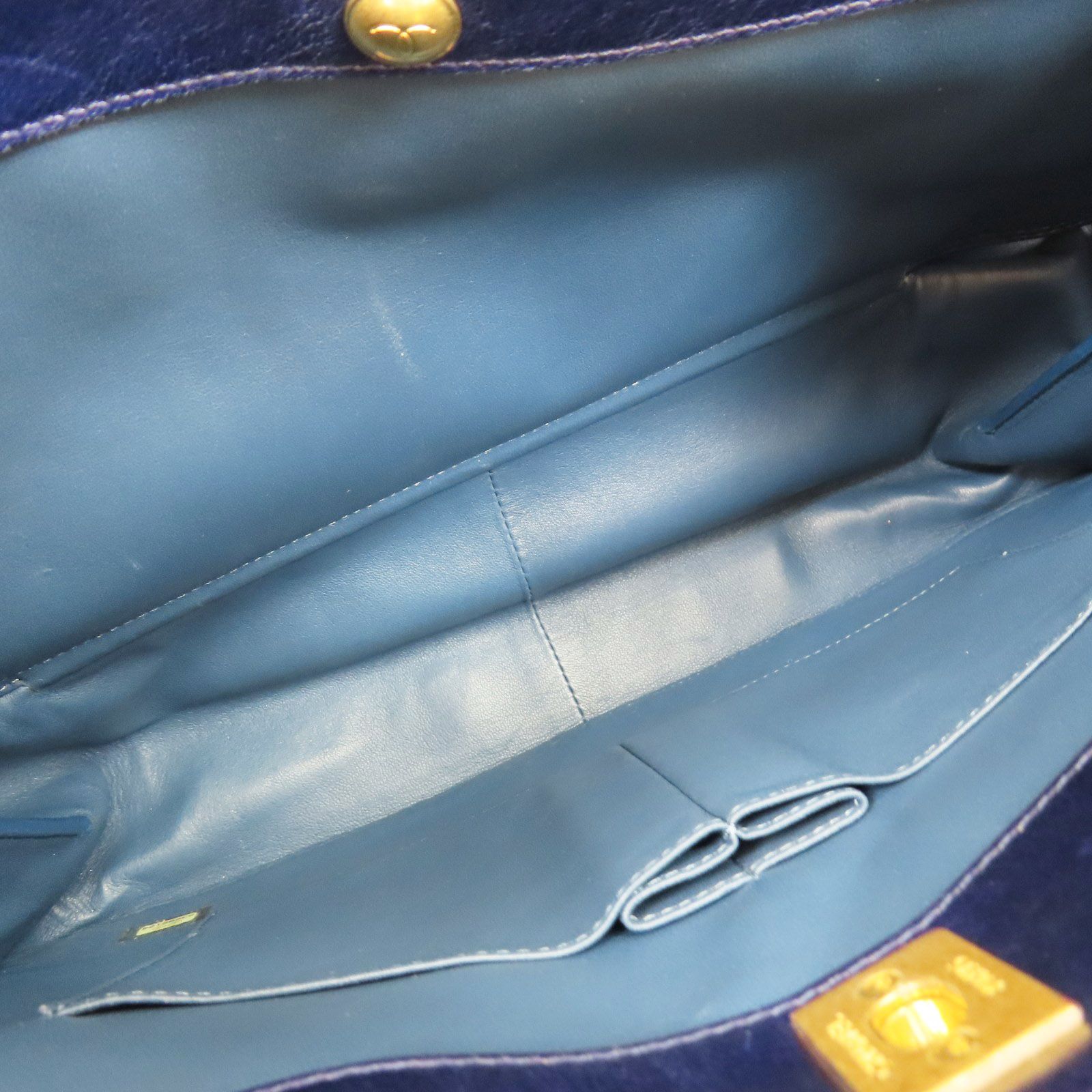 Chanel Matelasse Coco Mark Shoulder Handbag Calfskin Blue Gold Metal