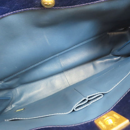 Chanel Matelasse Coco Mark Shoulder Handbag Calfskin Blue Gold Metal