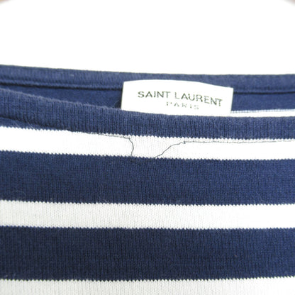 Saint Laurent Striped Long-sleeved T-shirt Cotton Blue &amp; White M