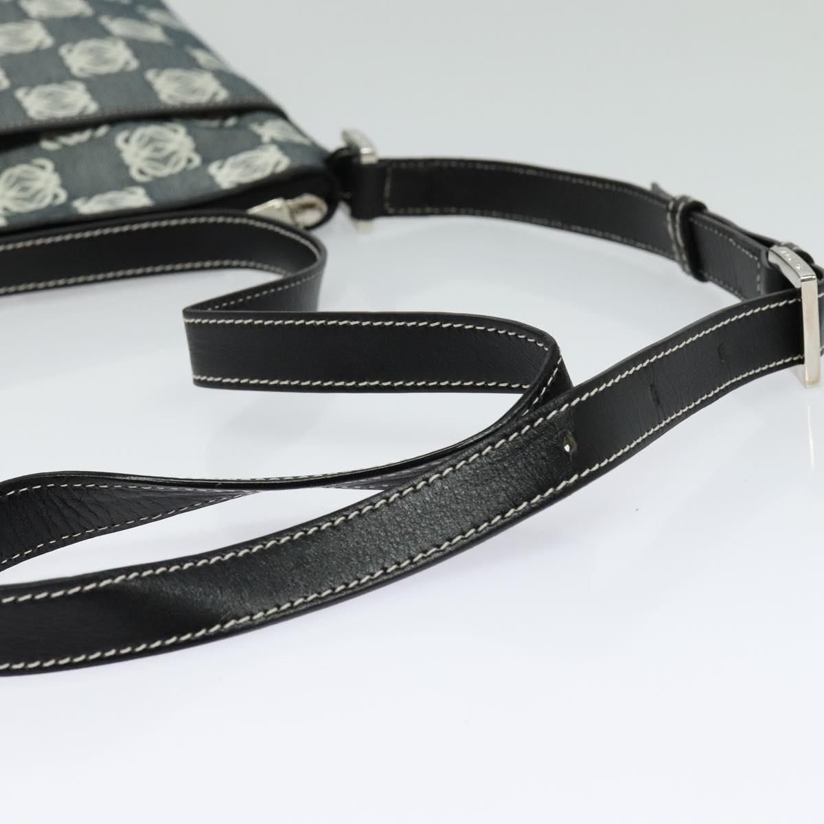 Loewe Anagram Shoulder Bag Canvas Gray Black Silver Auth