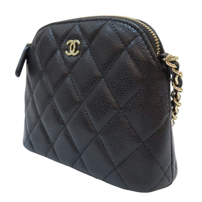 Chanel Classic Clutch With Chain Shoulder Bag Black Quilted Caviar