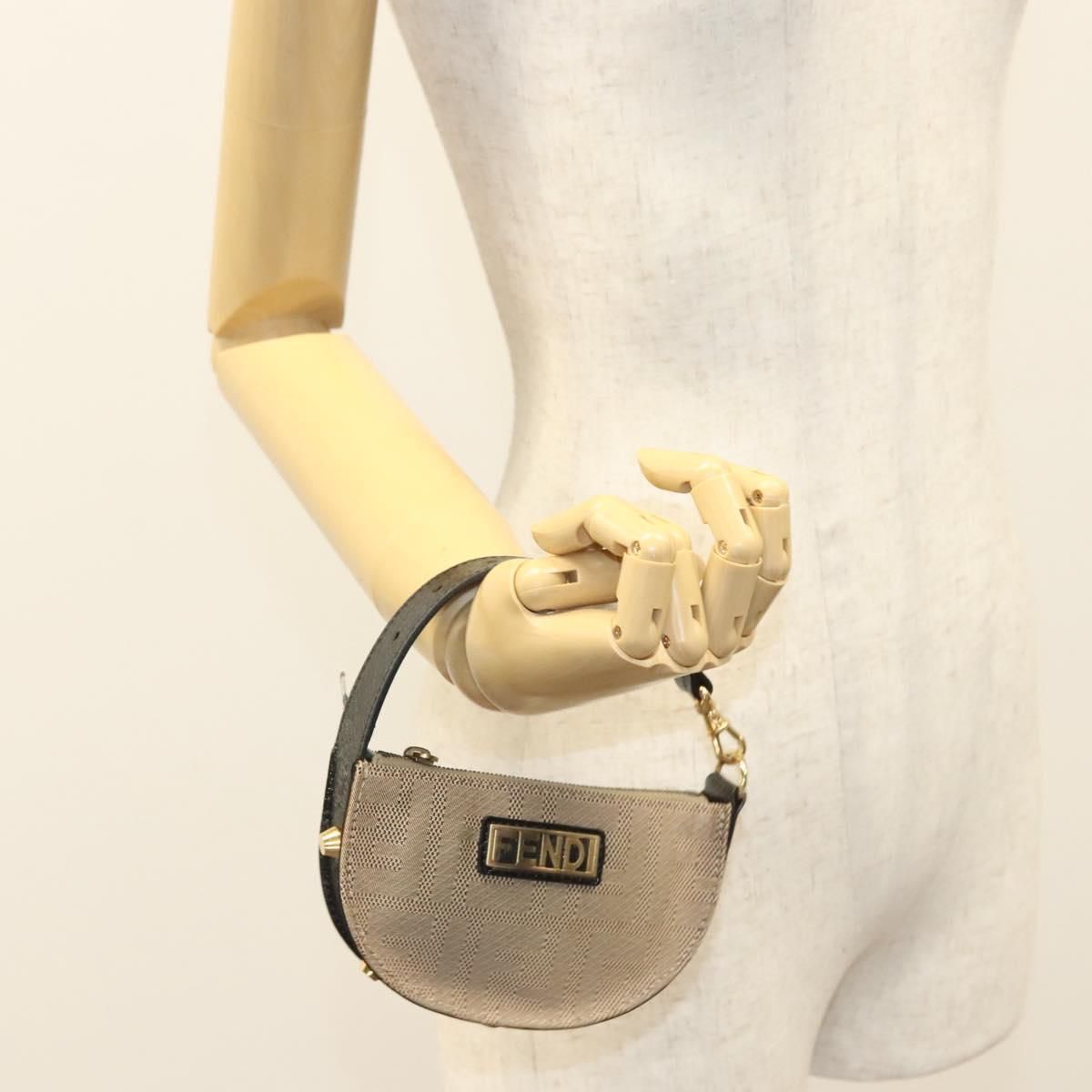 Fendi Zucca Canvas Accessory Pouch Beige Gold Auth