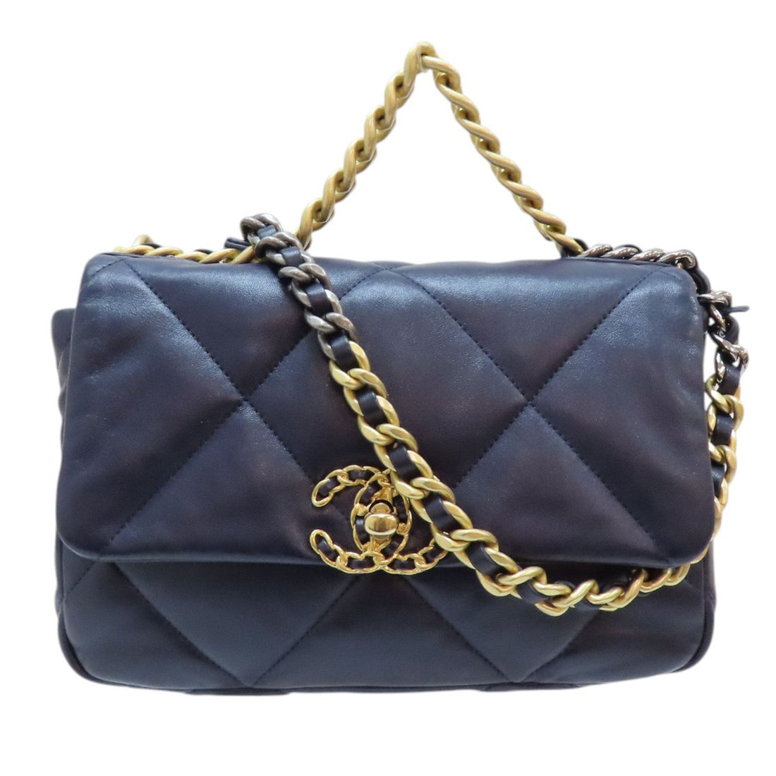 Chanel Matelasse 19 Chain Shoulder Bag Lambskin Blue As 1160