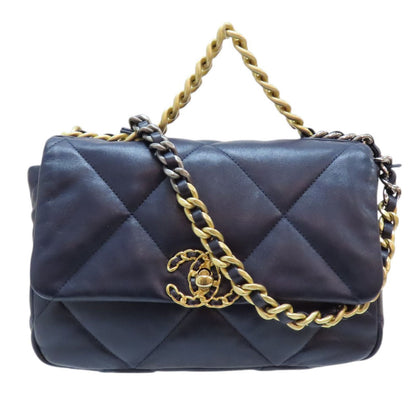 Chanel Matelasse 19 Chain Shoulder Bag Lambskin Blue As 1160
