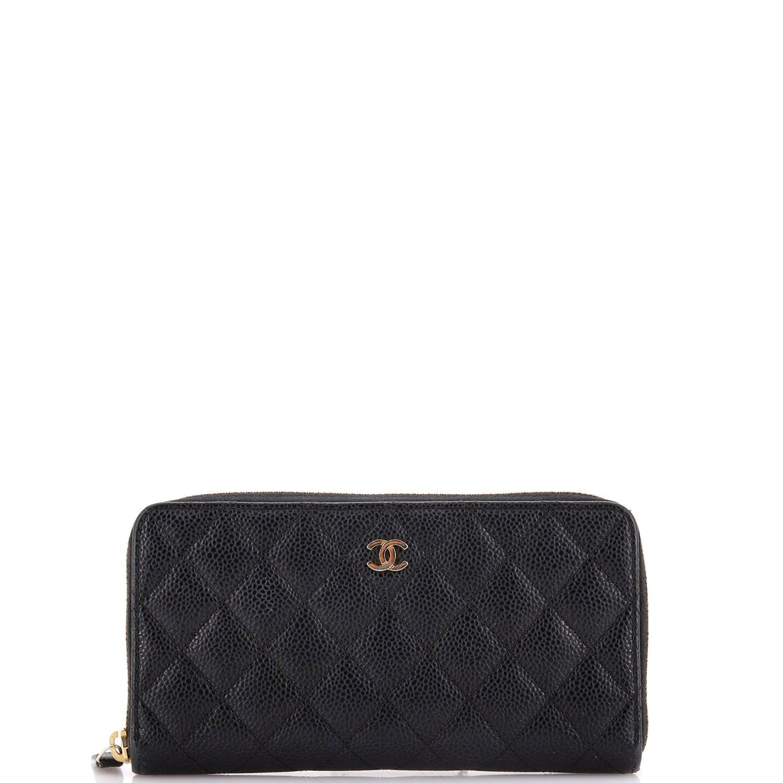 Chanel Zip Around Wallet Quilted Caviar Long