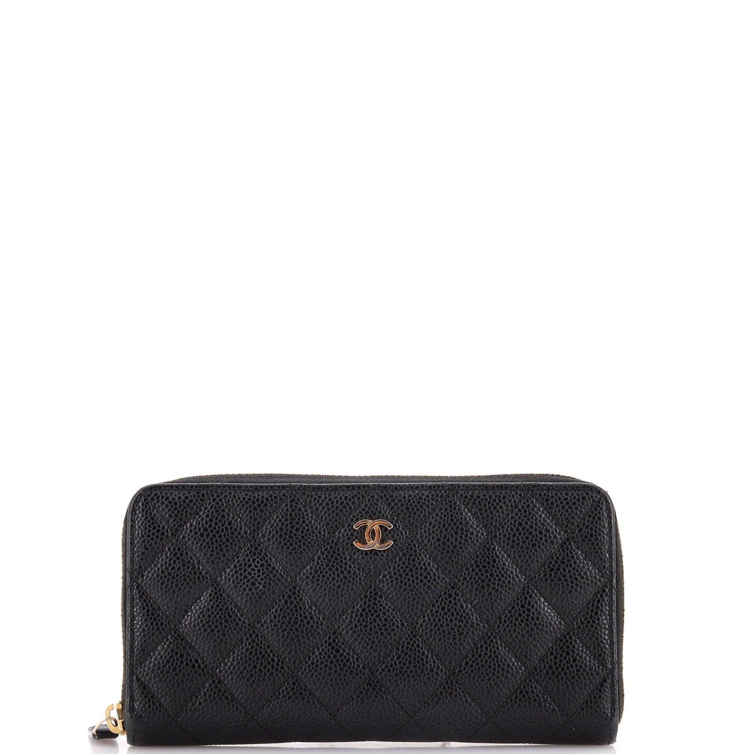 Chanel Zip Around Wallet Quilted Caviar Long