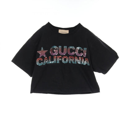 Gucci T-shirt Cotton Tops Black Multicolor Logo Xs