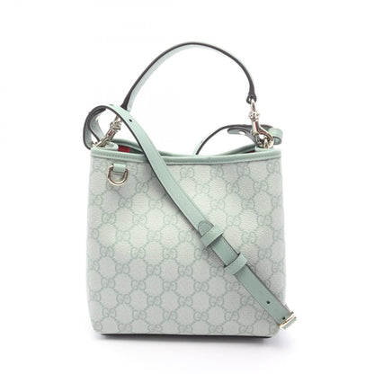 Gucci Gg Emblem Small Bucket Bag Green Pvc Coated Canvas 815118 Fad 6l 8458