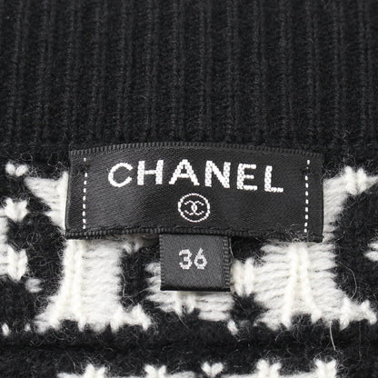 Chanel Coco Neige Skirt P 62261k 47646 Cashmere Black White 36