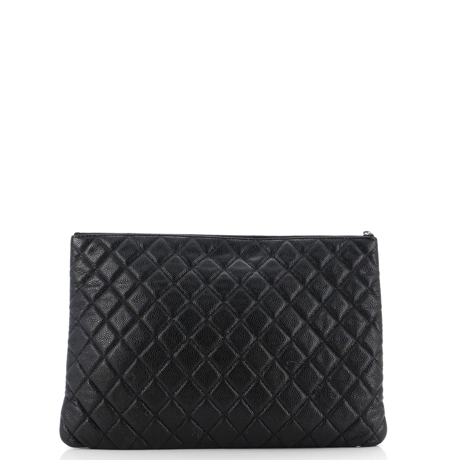 Chanel O Case Clutch Quilted Caviar Large