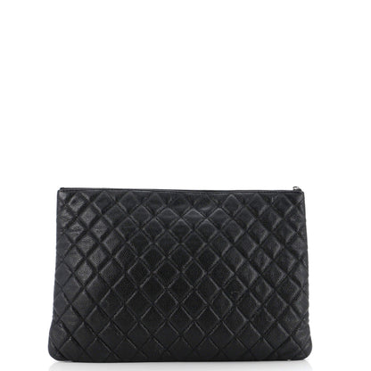 Chanel O Case Clutch Quilted Caviar Large