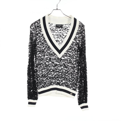 Chanel Black White Coco Mark Knit Cotton Rayon P 55998v 42320