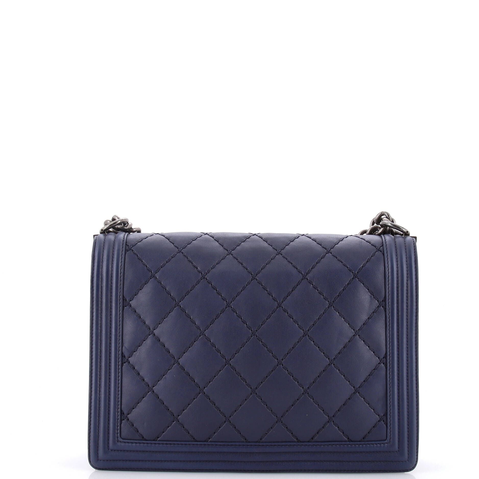 Chanel Double Stitch Boy Flap Bag Quilted Calfskin Large