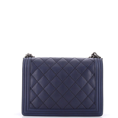 Chanel Double Stitch Boy Flap Bag Quilted Calfskin Large