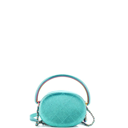 Chanel Egyptian Amulet Top Handle Camera Case Quilted Metallic Caviar With Rainbow Hardware