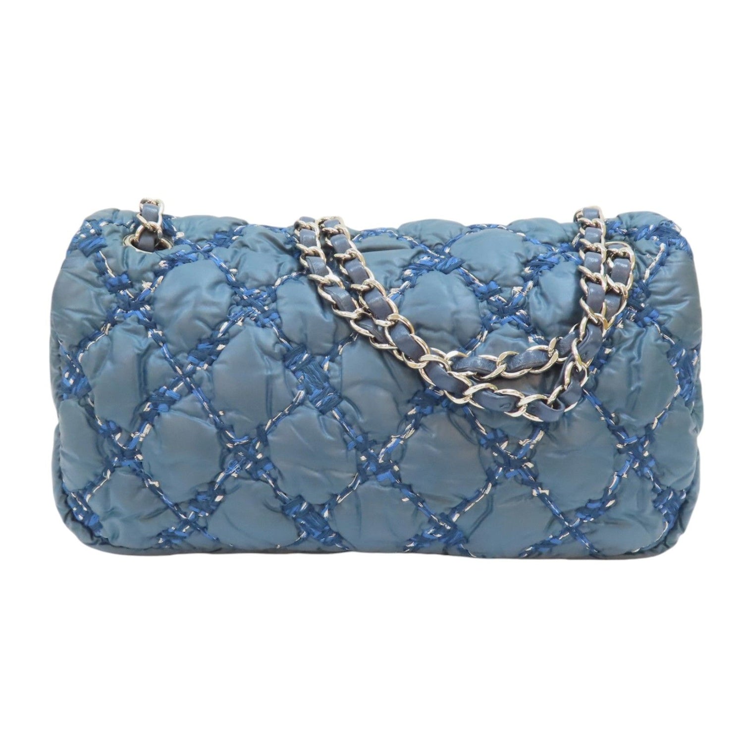 Chanel Matelasse Coco Mark Shoulder Bag Nylon Blue (discoloration)